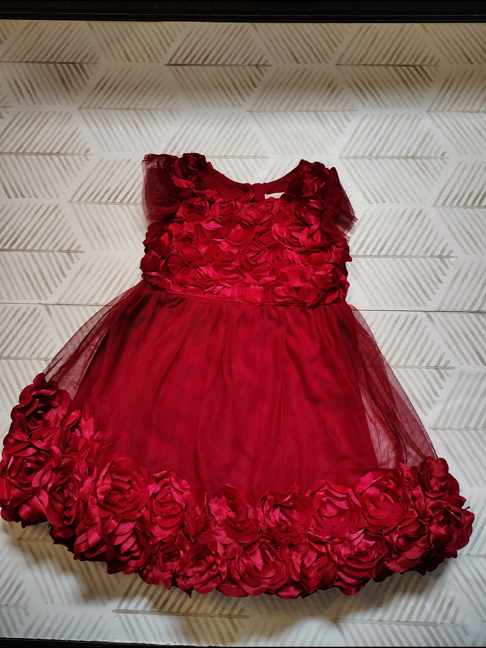 Nannette Kids 4T Red Tulle Dress‎ 3D Rosette Floral Occasion Party Dress